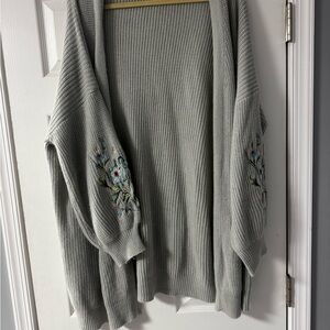 Gray Embroidered Women's Sweater